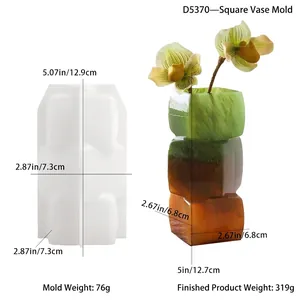 Silicone mold for geometric stacked flower vase and finished resin craft dimensions