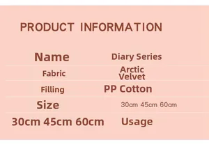 Detail specifications of plush toys with Arctic velvet fabric and PP cotton filling details
