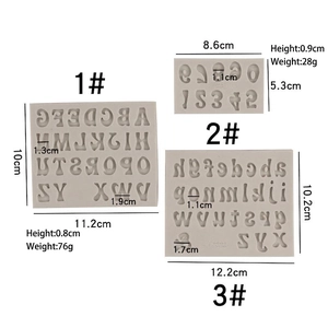 Three-piece liquid silicone mold set with capital, lowercase letters and numbers for DIY baking