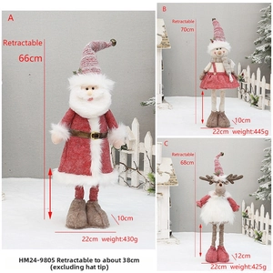 Detailed size chart showing dimensions for retractable Christmas plush toys