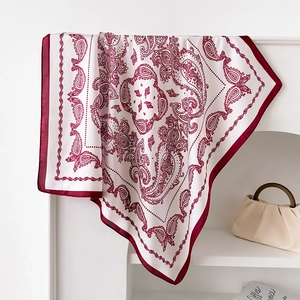 Retro Paisley Druck Quadratischer Schal Satinnähnlich Satin Halstuch Kopftuch Haar-Accessoire Elegant Vielseitig Für Damen