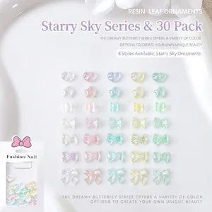 Nail Art Charms Aurora Polarizing Resin Mixed Shapes Heart Star Bow Butterfly Glitter DIY Manicure Decoration