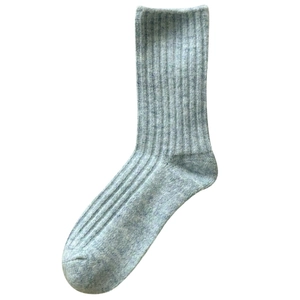 Calze da donna in lana blu melange a coste spesse in tonalità terra per l'inverno autunno