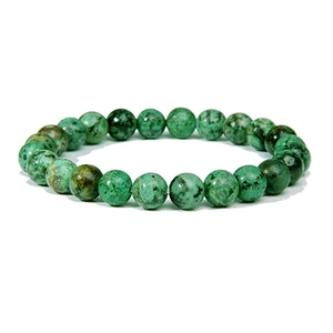 Natural 8mm green tiger eye stone beaded bracelet with dark speckled mineral textures