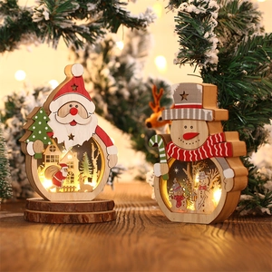 Ornement De Table De Noël En Bois LED Lumineux Père Noël Bonhomme De Neige Décoration De Fenêtre Festive