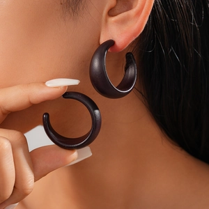 Geometric C-Shaped Stud Earrings With 925 Sterling Silver Earring Post Matte Acrylic Retro Simple Chunky Jewelry For Women