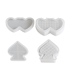 Silicone molds set for heart and spade shaped DIY resin candle holders or storage boxes