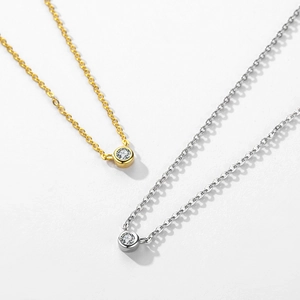 Collane minimaliste in argento sterling S925 con pendenti tondi in zircone oro e argento