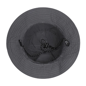 Deep grey quick-dry outdoor bucket hat with adjustable windproof drawstring strap