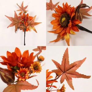 Autumn maple leaf and sunflower decorative picks for Halloween and Christmas