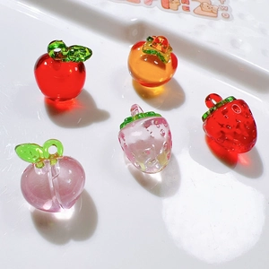 DIY colorful acrylic fruit charms including strawberry and apple for jewelry making