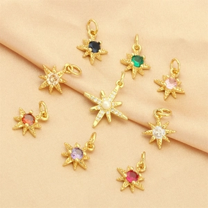 18K gold plated zircon hexagram star pendants with colorful gemstones on satin