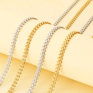 Stainless Steel Wheat Spike Chain Necklace For Women 18K Gold Plated Minimalist Adjustable Arrowhead Clavicle Chain Jewelry
