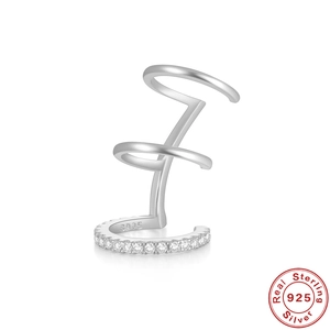 S925 sterling silver multi-layer ear cuff with sparkling zircon stones in studio light