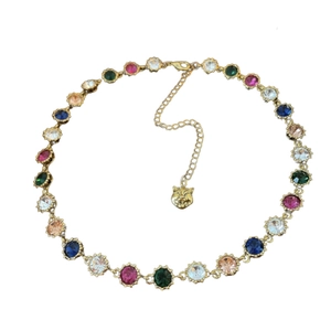 Vintage Baroque style gold necklace with multicolored rhinestones and animal pendant