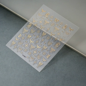 Golden 5D embossed butterfly nail stickers with celestial moon and star designs