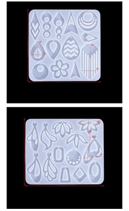 Detail showing geometric silicone molds for DIY resin earrings with exact measurements