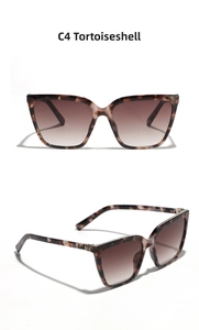 Detailed view of tortoiseshell square sunglasses frame with gradient brown lenses