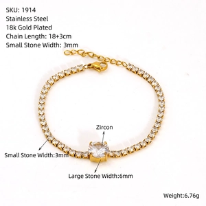 Klassisches Tennisarmband aus Edelstahl mit 18 Karat Vergoldung und Zirkon-Steinen