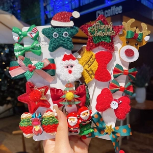 Kerst Haarspeldjes En Haarelastiekjes Handgemaakte Stof Pailletten Kerstman Rendier Boom Meisjes Haaraccessoires