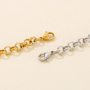 Set collana con ciondolo a cuore in acciaio inossidabile oro e argento a maglie tonde