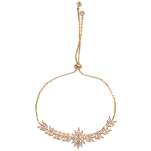 Bracelet floral épi de blé ajustable avec zircon étincelant et finition dorée chic