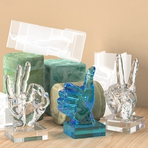 Creative hand gesture silicone molds for DIY resin trophies and desktop candle crafts