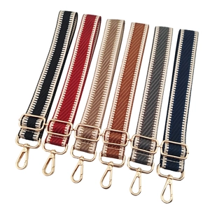 Adjustable colorful canvas bag straps with gold metal hooks in multiple colors set