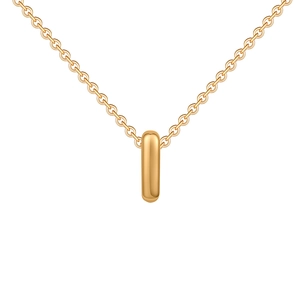 Detailed macro view of 18k gold plated bubble initial necklace with a high-polished finish