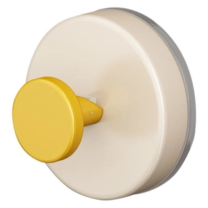 Modern suction cup wall hook in cream and yellow finish for damage-free hanging