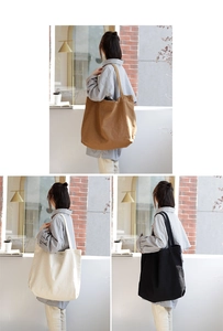 Detailed comparison of three large canvas tote bags in brown, beige, and black colors