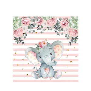 Pink elephant and floral party napkins, 20-piece set for kid birthday decorations