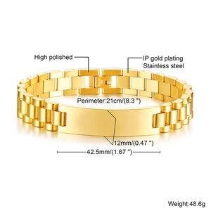 Detailed macro view of gold-plated stainless steel ID plate with high polish finish