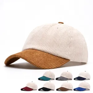 Corduroy baseball cap in beige and brown with multi-color options for outdoor use