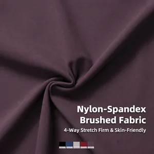 Women's brushed yoga set in deep purple featuring high elasticity and soft skin-friendly fabric
