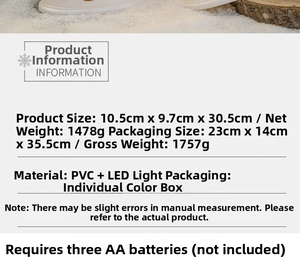 Detailed specs of the Christmas snow globe lantern with dimensions and material info