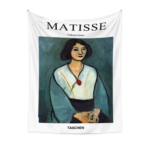 Detail of Bohemian tapestry featuring Henri Matisse portrait on soft polyester fabric