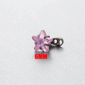 Pink star-shaped zircon piercing stud in stainless steel, 6mm size jewelry detail