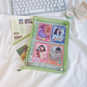 Green glitter transparent A5 A6 binder for photo card storage and organizing