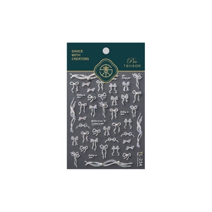 3D embossed butterfly nail art stickers with pearls and ribbons on dark green card