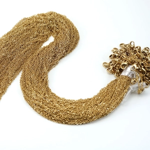 Bulk 18K gold plated stainless steel cable necklaces with lobster clasps in gold color
