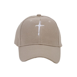 Casquette de baseball classique en coton beige avec étoile brodée et structure à six pans
