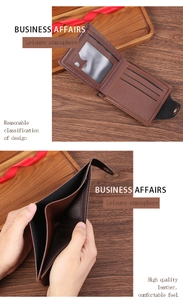 Detail view of brown leather business wallet with multiple card slots and zipper pocket