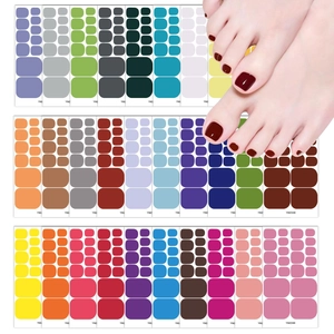 Solid Color Toe Nail Stickers Full Cover 3D Minimalist Adhesive Foot Nail Art Decoration Wraps For Women