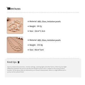 Spécifications du collier de perles à trois rangs et du bracelet assorti