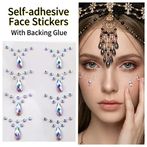 Self-adhesive butterfly crystal face gems and teardrop rhinestones for fairy eye makeup