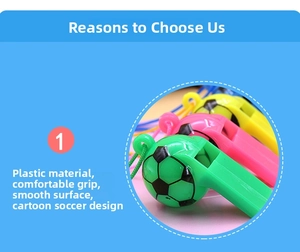 Macro detail of colorful plastic soccer whistle with smooth finish and printed pattern