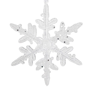 Sparkling white acrylic snowflake ornament with glitter for Christmas tree decoration
