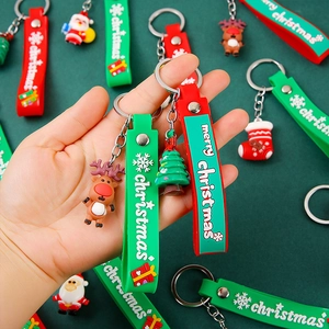 Christmas Keychain Santa Claus Reindeer Christmas Tree PVC Silicone Alloy Cartoon Pendant Holiday Party Gift Accessories