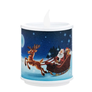 Christmas LED candle with Santa and reindeer print decoration for festive holiday ornament